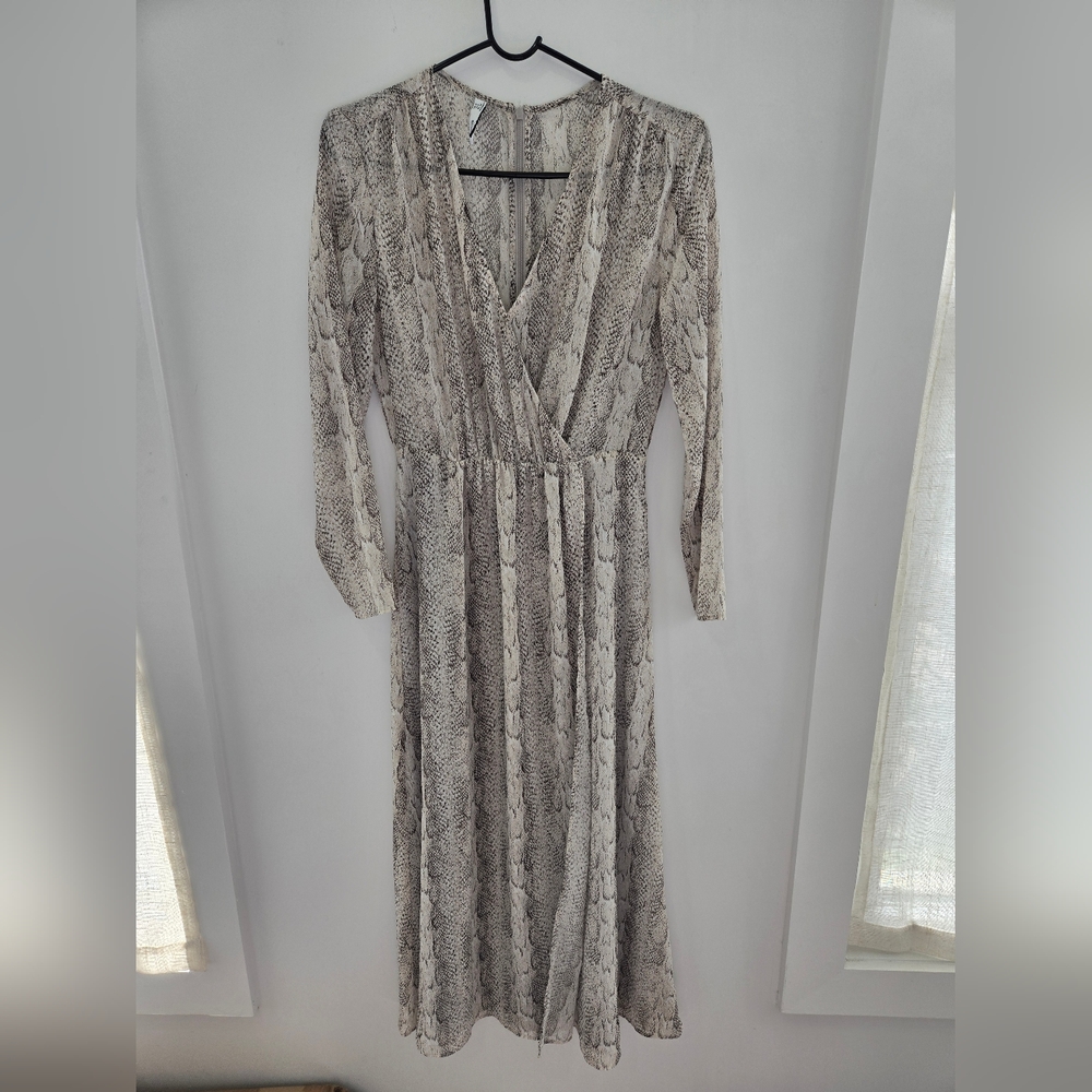 Mango Long Sleeve Snake Print Dress